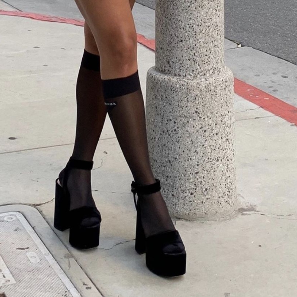 ISO prada sheer logo socks